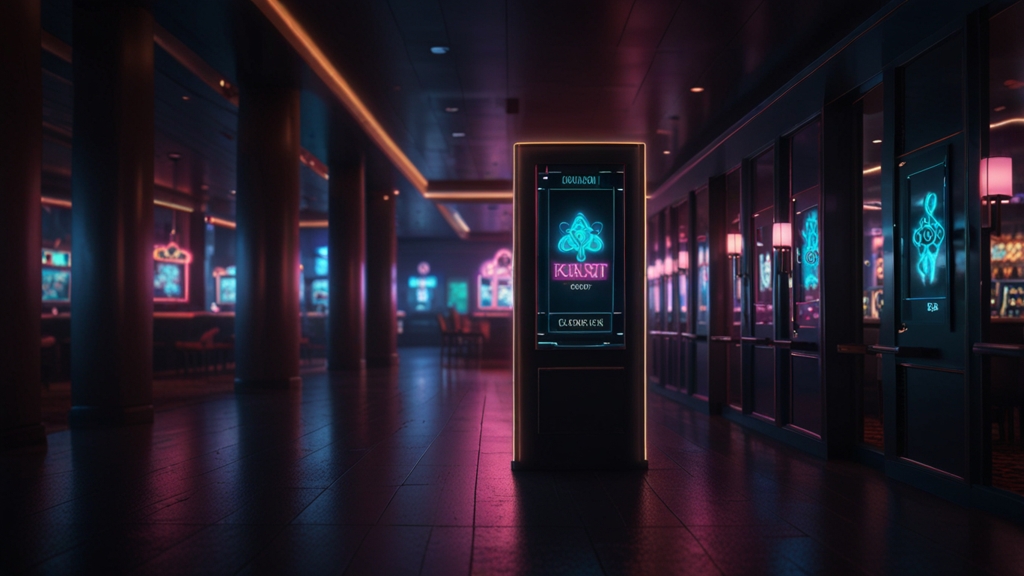 Smartphone login screen glowing in a dark casino corridor