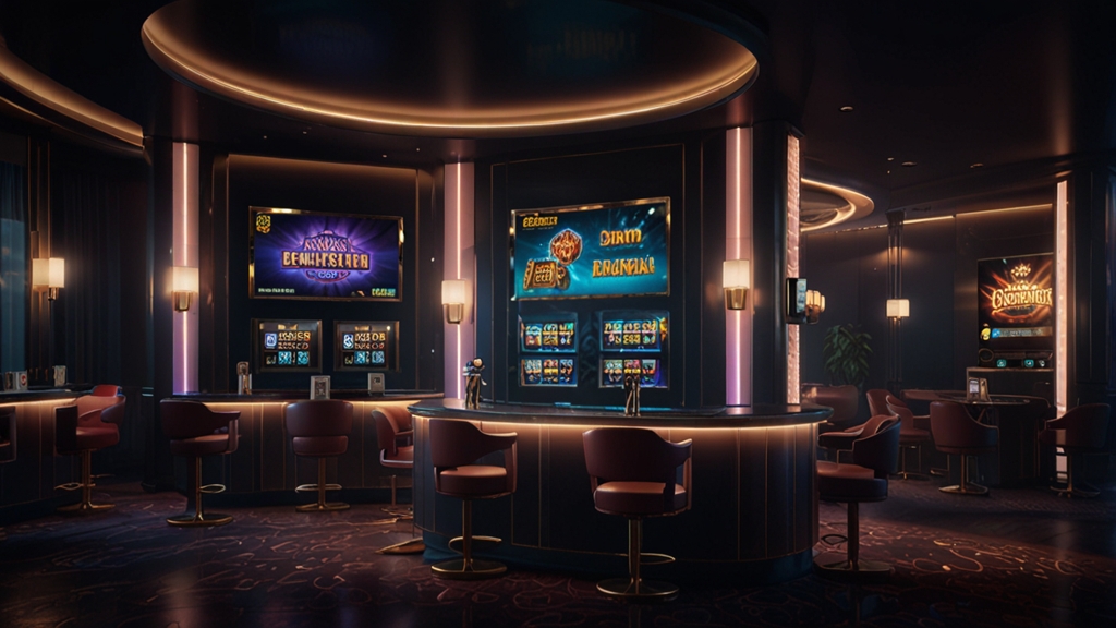 Casino payment options and withdrawal limits displayed in a dark neon interface