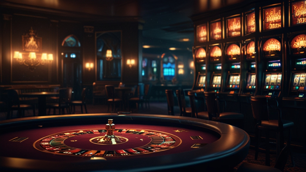 Casino screen highlighting bonus code details in a dark gaming room